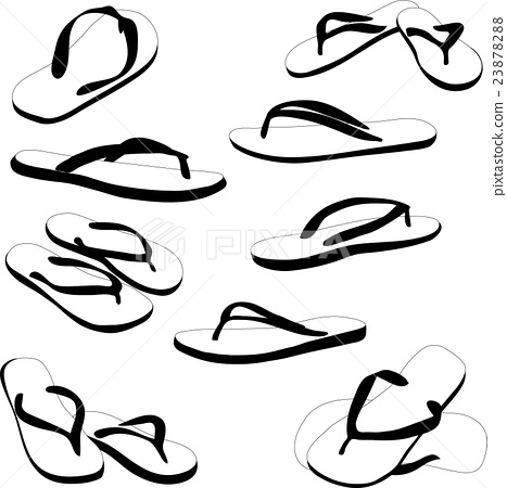 467x450 Flip Flops, Silhouette. Vector Illustration.