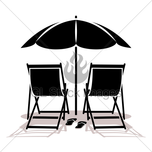 500x500 Beach Umbrella And Deck Chairs Gl Stock Images