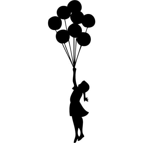 501x501 Banksy Inspired Floating Balloons Small Vinyl By Wallstickz