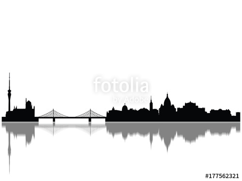 500x375 Detailed Dresden Monuments Skyline Silhouette Stock Photo