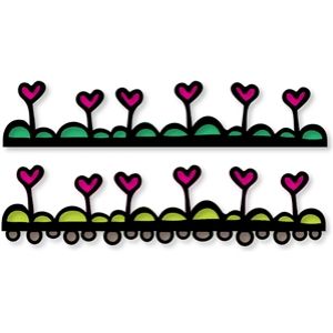 300x300 Heart Flower Border Silhouette Design, Silhouette And Silhouette