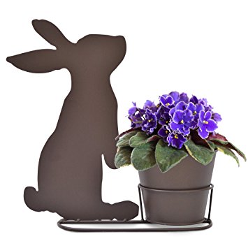 355x355 Silhouette Rabbit Standing Plant Pot Holder With Pot Amazon.co.uk