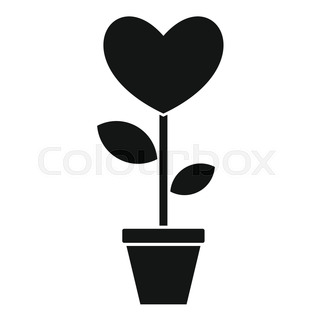 320x320 Stylized Tree In Cute Flower Pot. Topiary With Heart Made