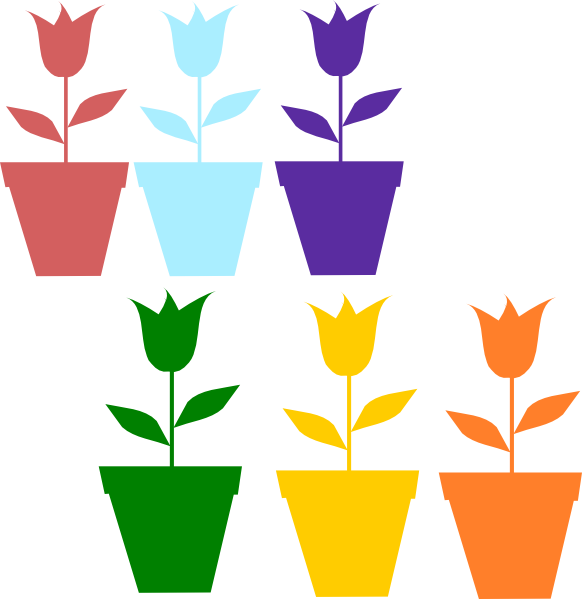 582x599 Tulips In Pot Silhouettes Clip Art
