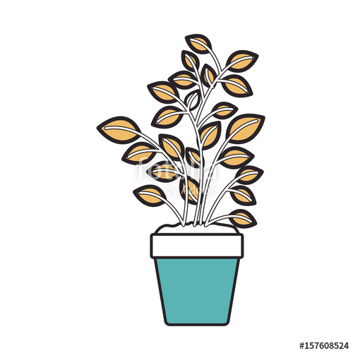 500x500 Silhouette Color Sections Of Plant Pot Vector Illustration Stock