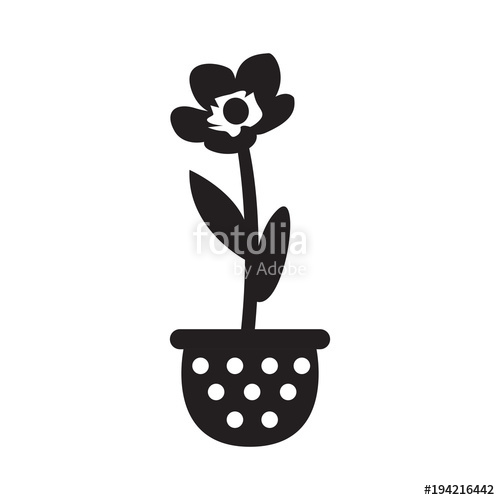 500x500 Cute Flower On A Pot Silhouette Stock Image And Royalty Free
