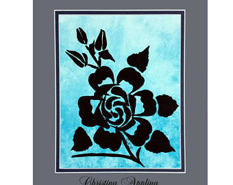 340x270 Matted Wall Art 11x14 Hand Painted Rose Silhouette Acrylic