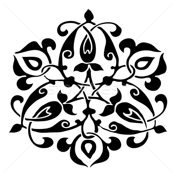 600x600 Ornamental Round Flower Silhouette Pattern, Circle Lace Flower