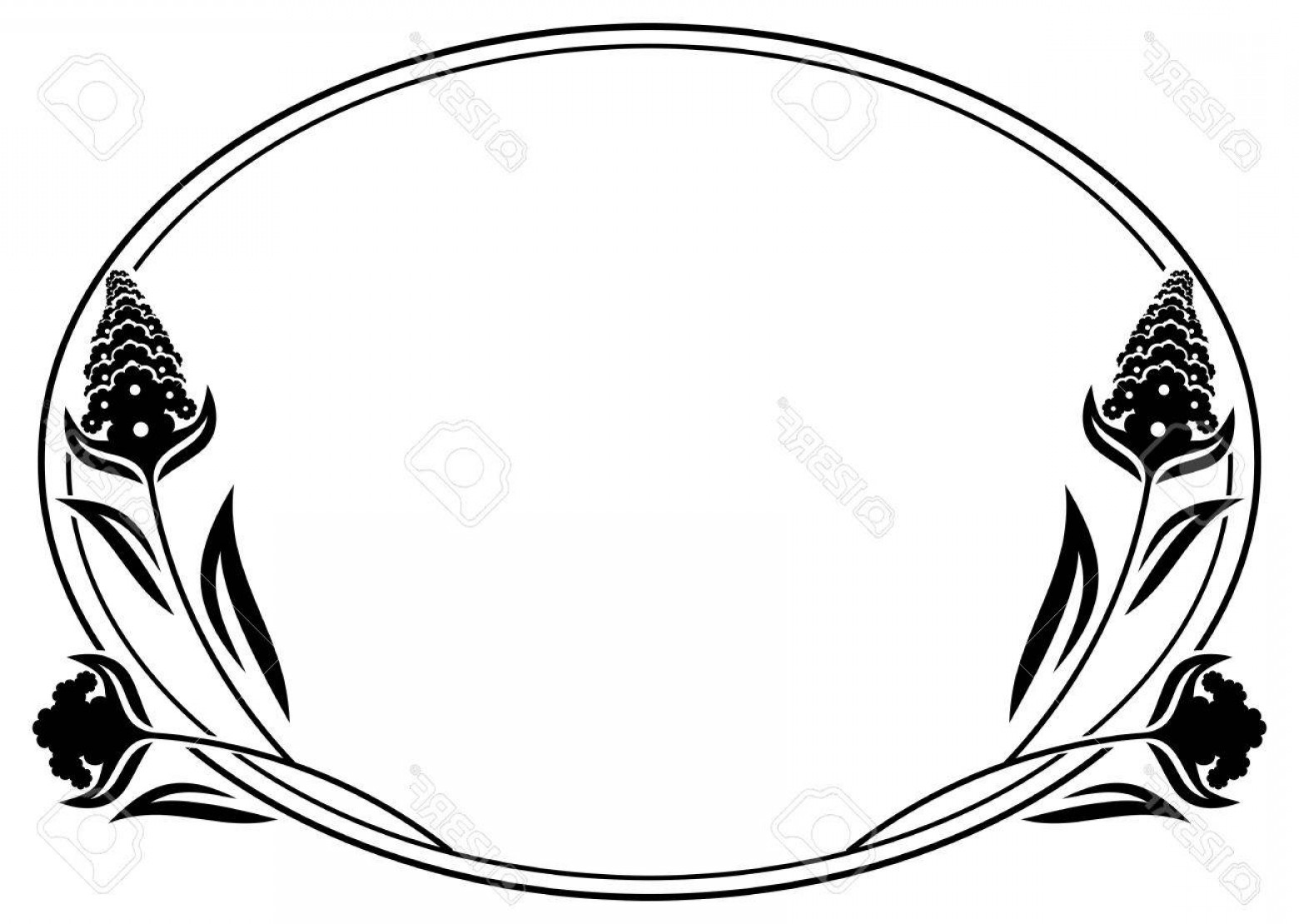 1560x1110 Western Oval Border Vector Black And White Shopatcloth