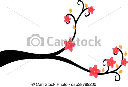 450x307 Decorative Branch Tree Silhouette With Red Flower And Yellow