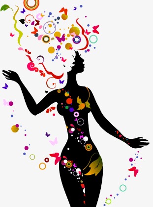 311x419 Flower Beautiful Silhouette Vector Material, Woman, Sketch