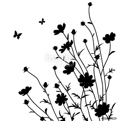 490x500 Summer Garden. Flowers Silhouette Stock Image And Royalty Free