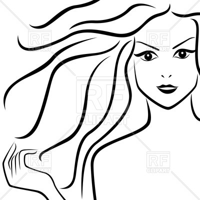 400x400 Portrait Of Beautiful Girl With Flowing Hair Royalty Free Vector