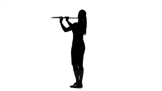 320x180 Girl Playing The Flute. Slow Motion Stock Video Footage