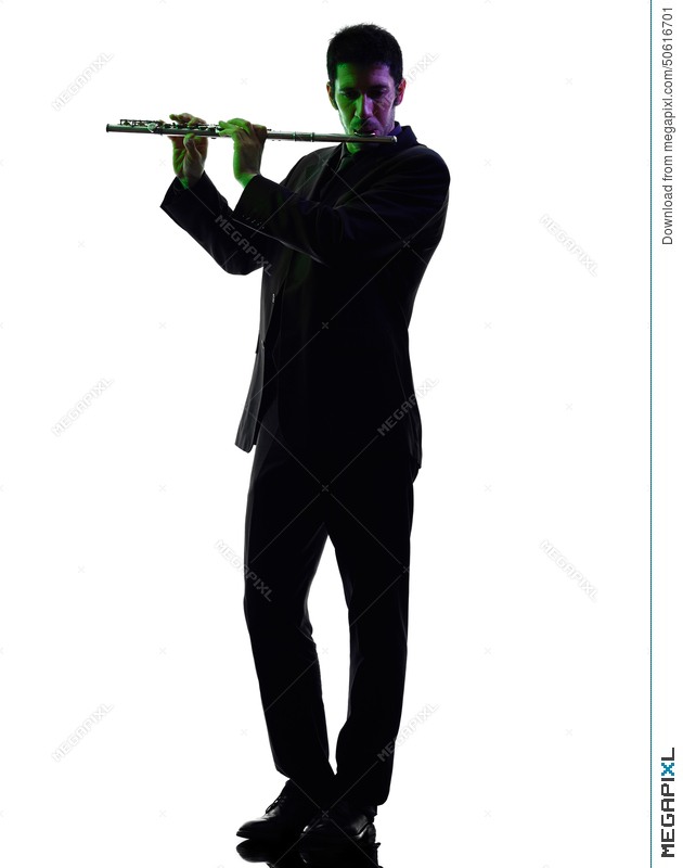630x800 Man Playing Transverse Flute Player Silhouette Stock Photo