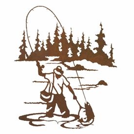 275x275 8 Fly Fisherman Fishing Metal Wall Art Fishing Wall Art