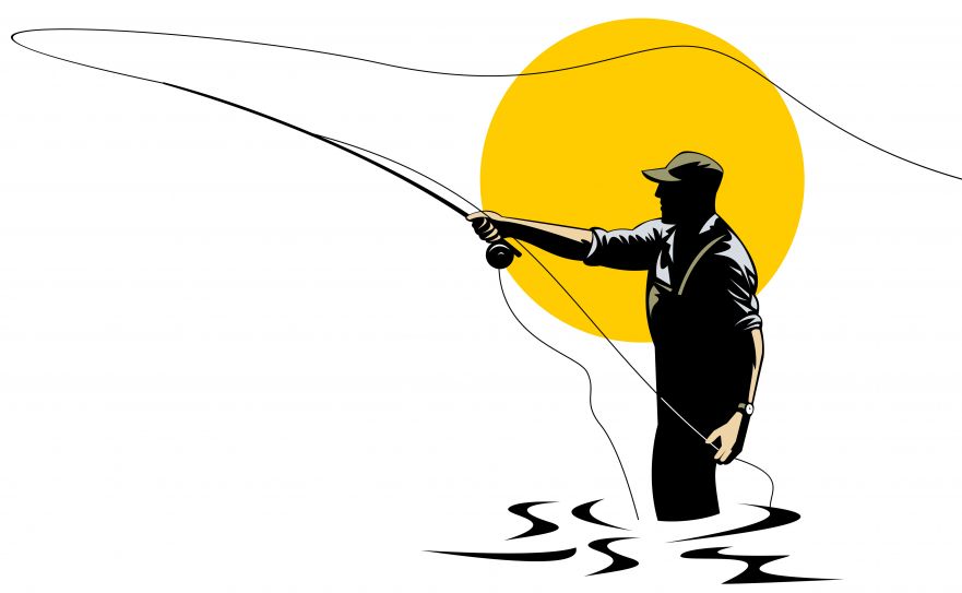 881x543 Fly Fishing Rod Silhouette