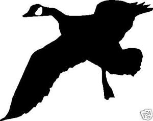 300x236 Goose Silhouette Hunting Flying Decal Sticker 6.5 X 5 White