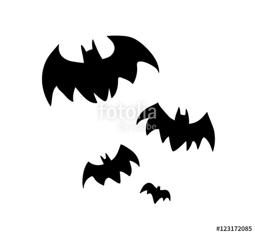 500x459 Flying Bats Silhouette. A Hand Drawn Vector Silhouette