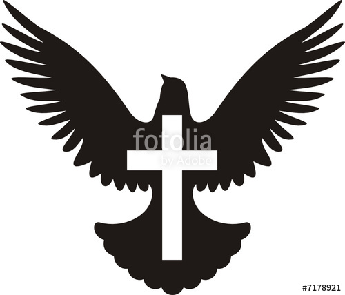 500x428 Flying Dove Silhouette With Cross Stock Image And Royalty Free