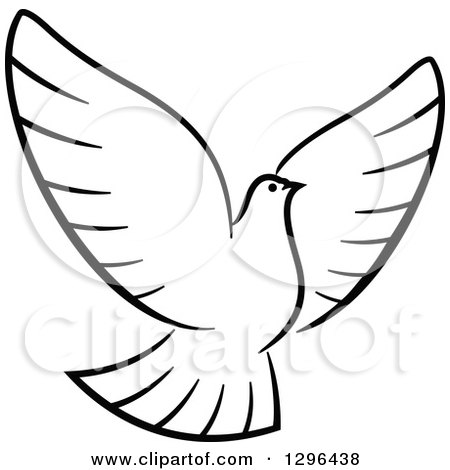 450x470 Clipart Of A Black And White Flying Dove