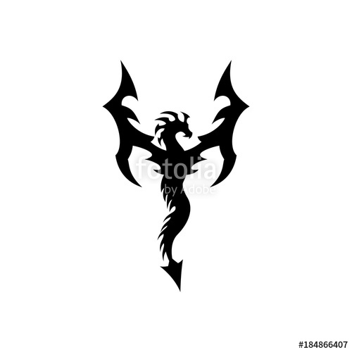 500x500 Flying Dragon Silhouette Vector Illustration Stock Image