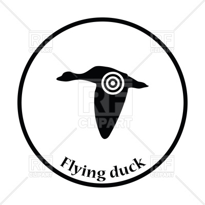 400x400 Flying Duck Silhouette With Target Icon Royalty Free Vector Clip
