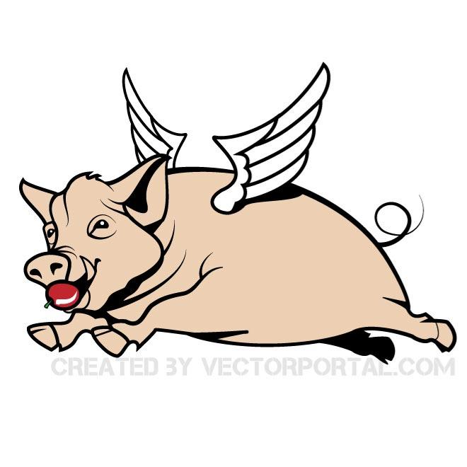 660x660 Flying Pig Vector Illustration