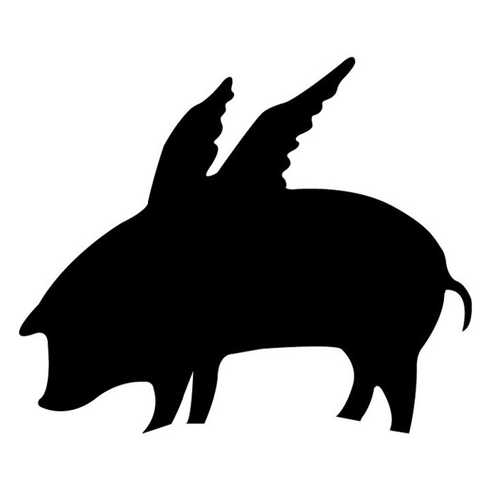 690x690 Flying Pig Chalkboard Wall Decal