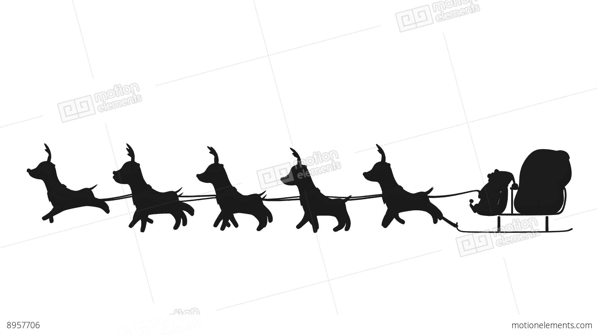 1920x1080 Flying Santa Sleigh By Reindeer Animation Design Element