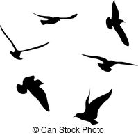 199x194 Black Seagulls. Black Seagull Silhouettes Vector Illustration
