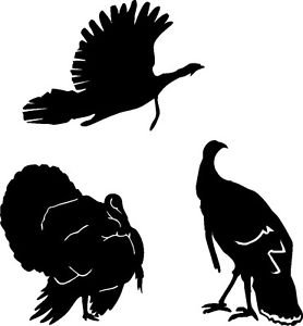 278x300 Three Decal Set Flying Tom, Jake Turkey, And Struting Hunting Call
