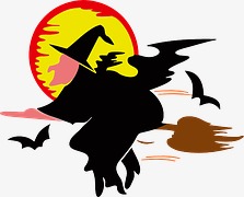 223x180 Flying Witch Silhouette, Halloween, Witch, Broom Png Image