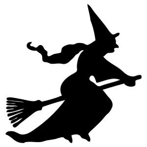 300x300 Happy Halloween Flying Witch, Decal Sticker Vinyl Car