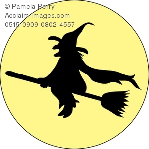 300x300 Art Illustration Of A Witch Silhouette Flying Across The Moon