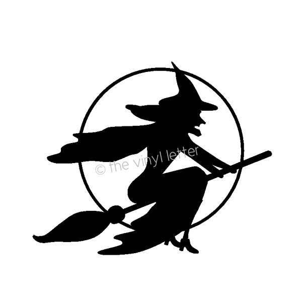600x600 Witch Broom Moon Halloween Vinyl Decal