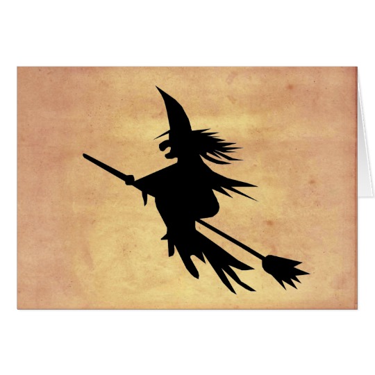 540x540 Flying Witch Shadow Faded Paper Halloween Card