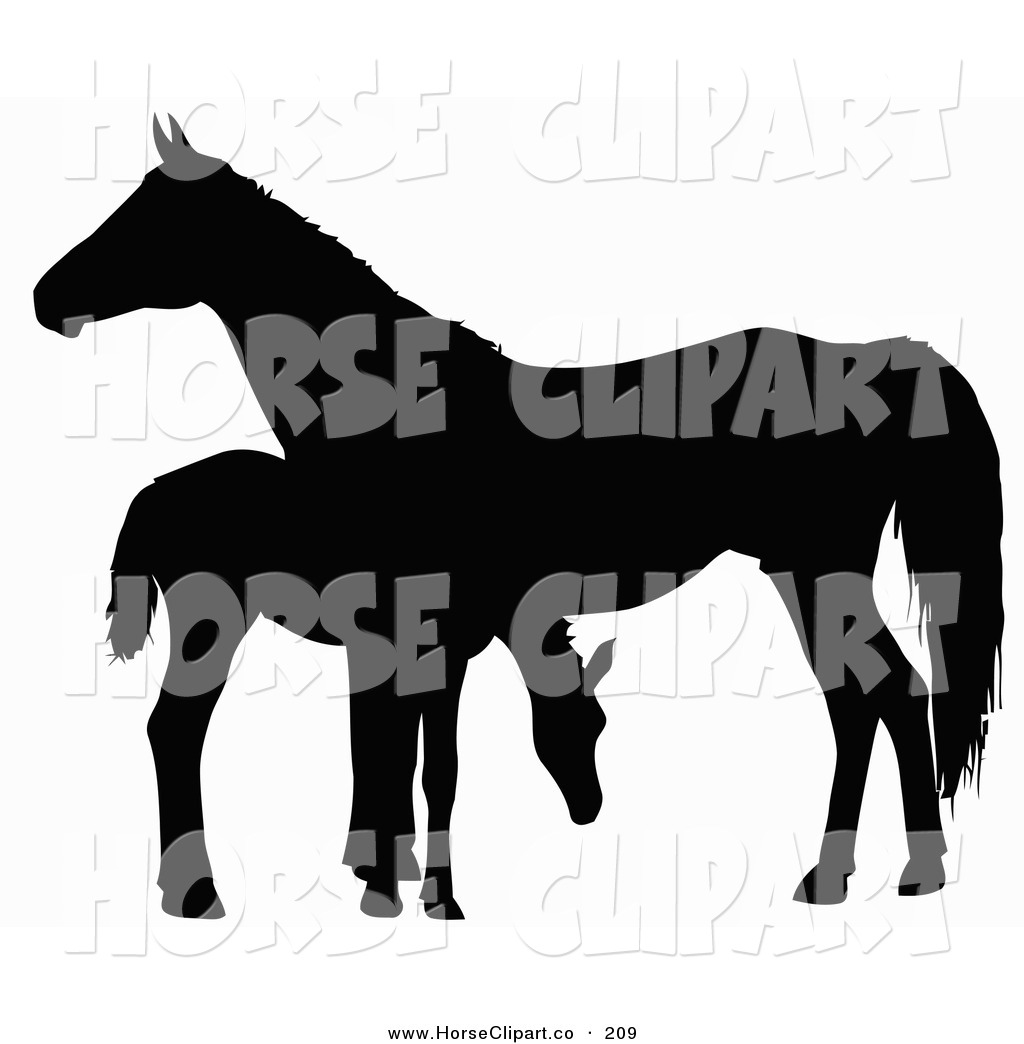 1024x1044 Clip Art Of A Black Silhouette Of A Foal Grazing By A Horse By