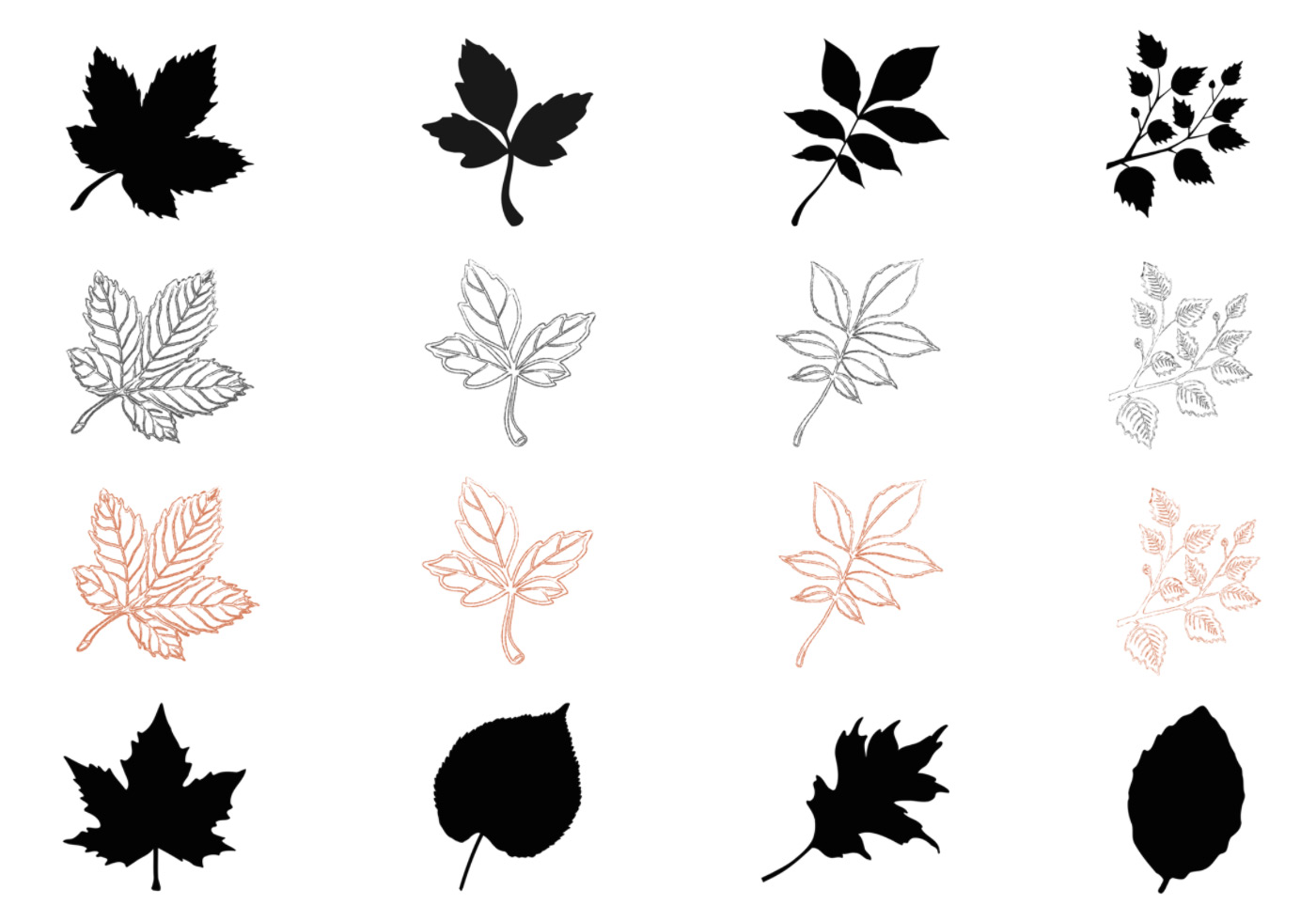 1400x980 Silhouette Fall Leaves Vector Pack