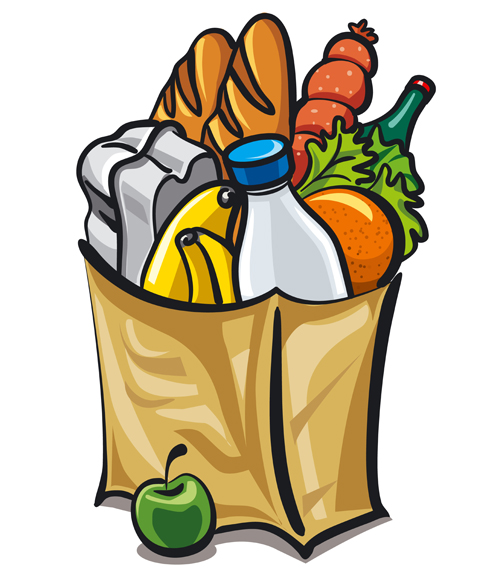 500x578 Grocery Bag With Food Design Vector 01
