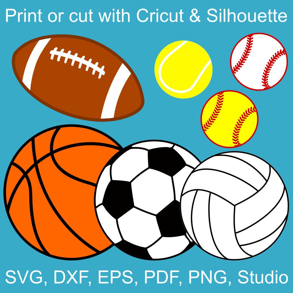 1000x1000 Sports Balls Svg Bundle, Basketball, Volleyball, Football, Soccer