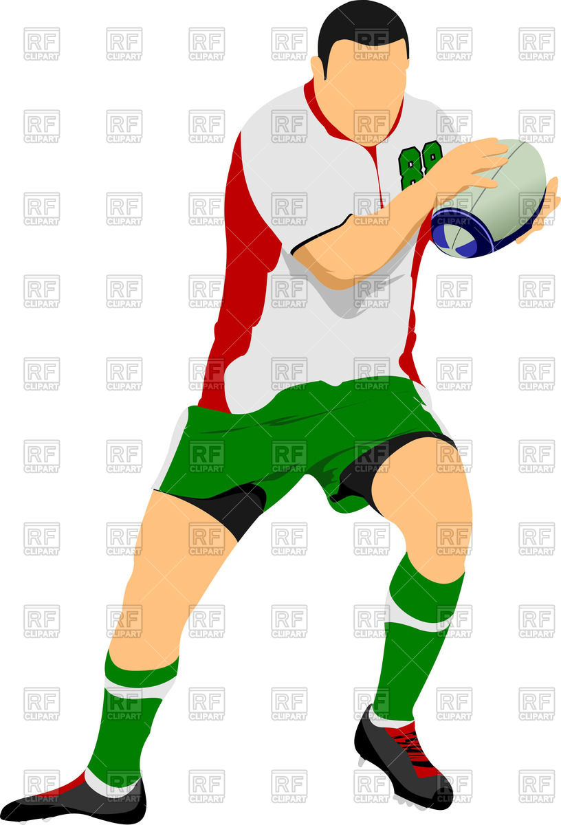 816x1200 Silhouette Of Rugby Football Player In Action Royalty Free Vector
