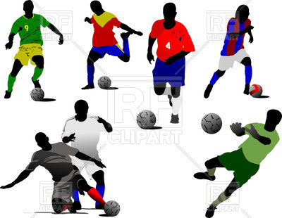 400x310 Silhouettes Of Soccer Players With Football Balls In Motion