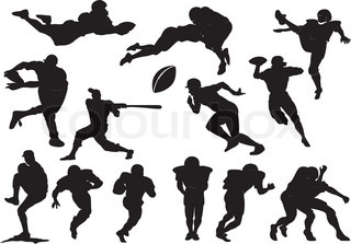 320x223 American Football Player S Silhouettes In Action. Vector