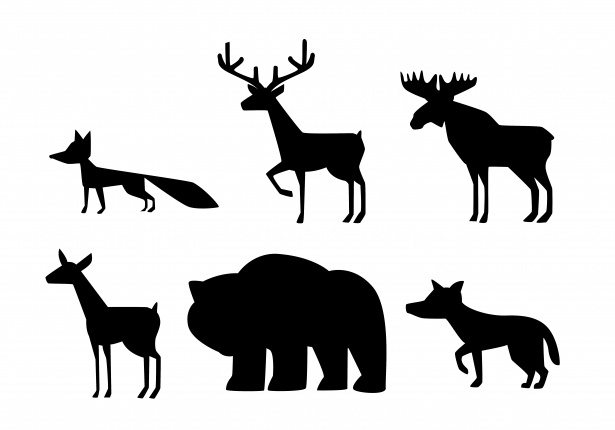 615x430 Forest Animal Silhouettes Free Stock Photo