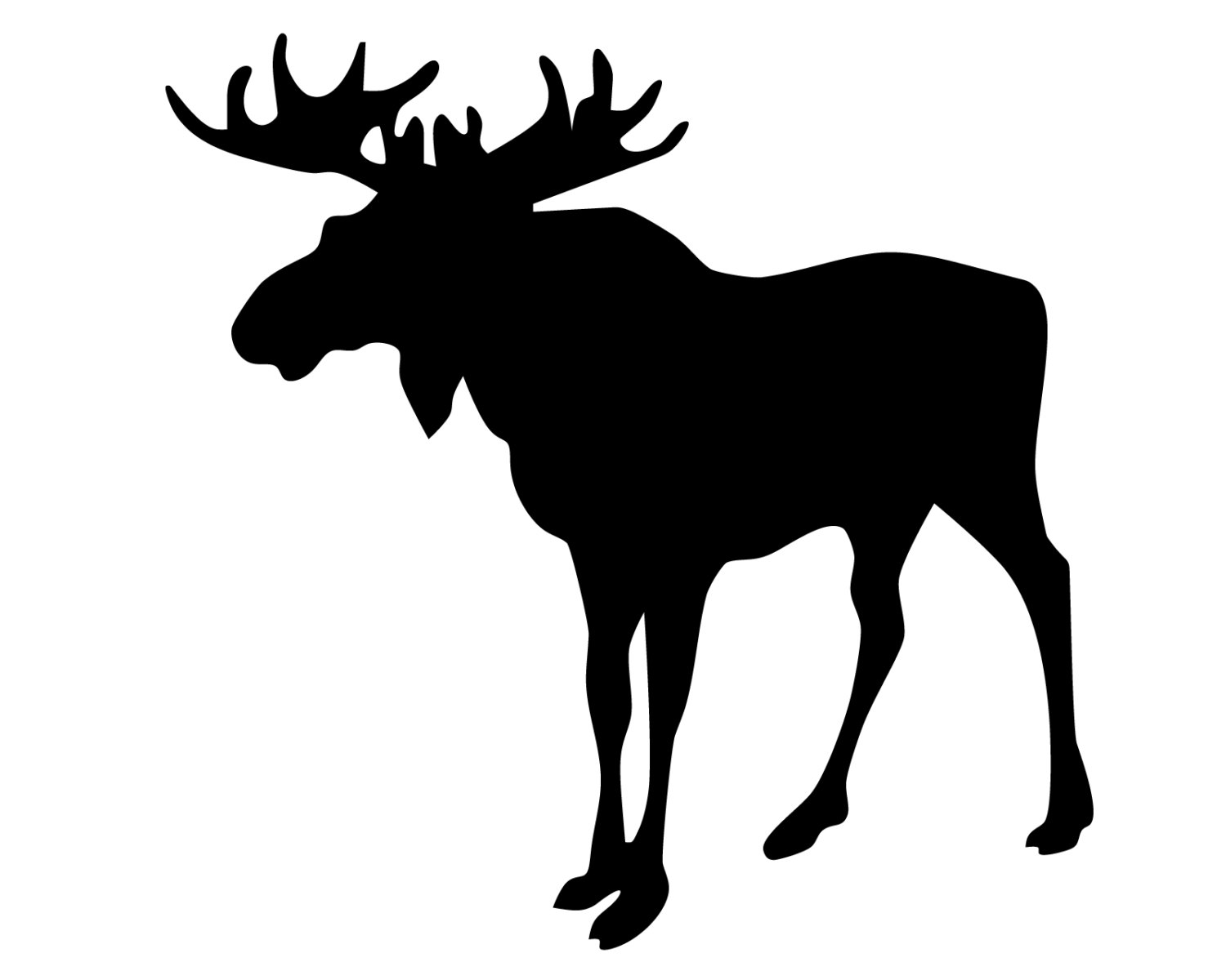 1500x1200 Moose In Forest Clipart Black And White Silhouette Collection