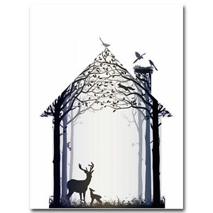 300x300 Animals Deer Forest Silhouette Minimalist Art Canvas Poster Art