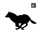 160x160 Black Silhouette Of Running Wolf On White Background. Forest