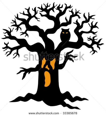 430x470 Halloween Tree Silhouette Clipart