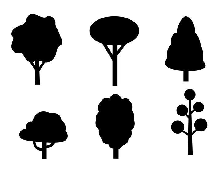 725x560 Black Tree Vector Icons